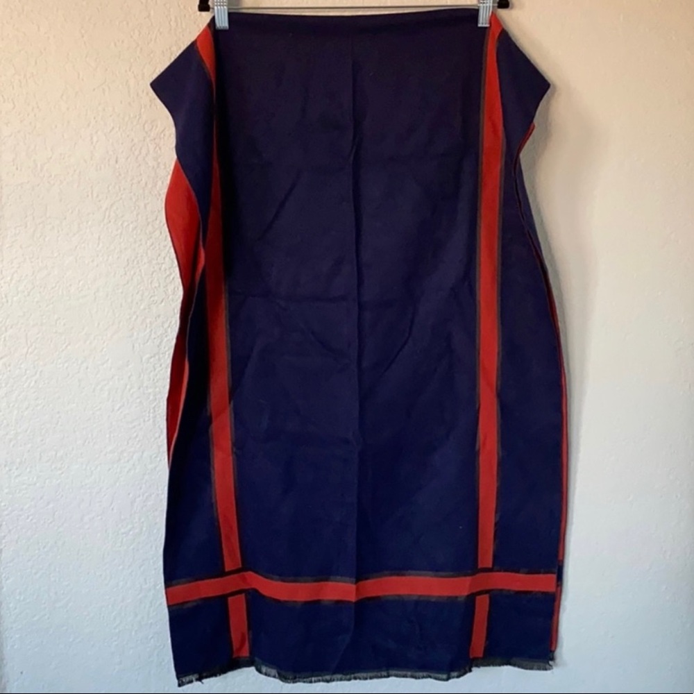 Thick Navy Blue & Orange Striped Scarf